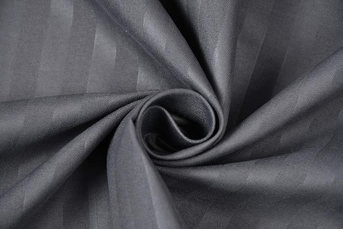 Image of DECOR2ADMIRE 300 TC Premium Glace Cotton All Round Elastic Fitted Plain Stripe Pastel Shades Queen Size Bedsheet with 2 Pillow Covers (Dark Grey, Queen 90 inch x 100 inch)