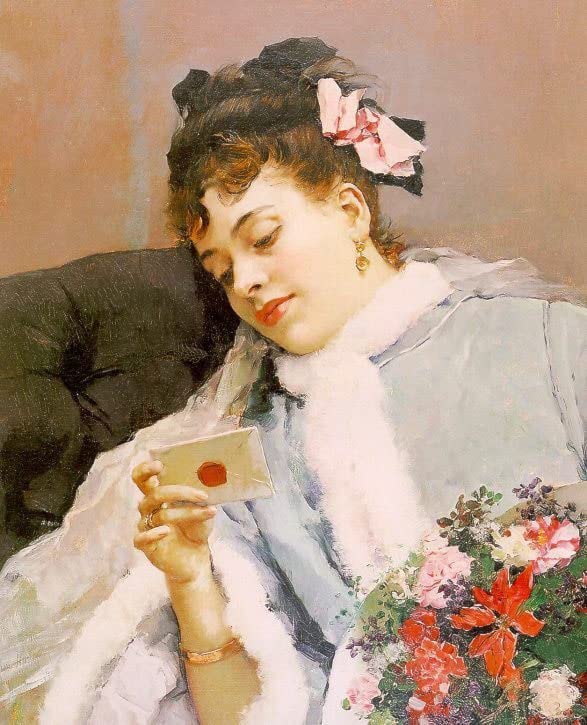 Affiche Toile La Lettre d'Amour Madrazo art portrait mural 60x90cm