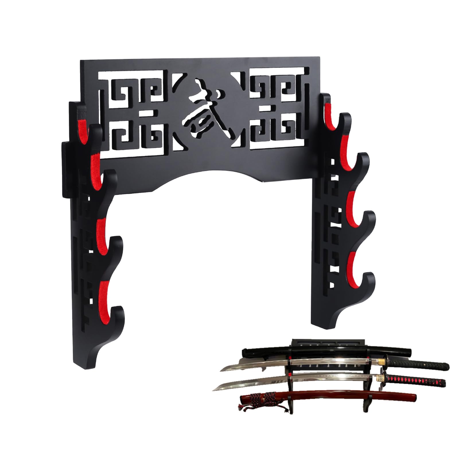 GUIIYLGG Sword Holder Katana Wall Mount - Velvet Padded Katana Stand Samurai Rack Samurai Sword Display Rack Wand Wakizashi Sword Stand Zoro Animation Sword Display 4 Tier ?