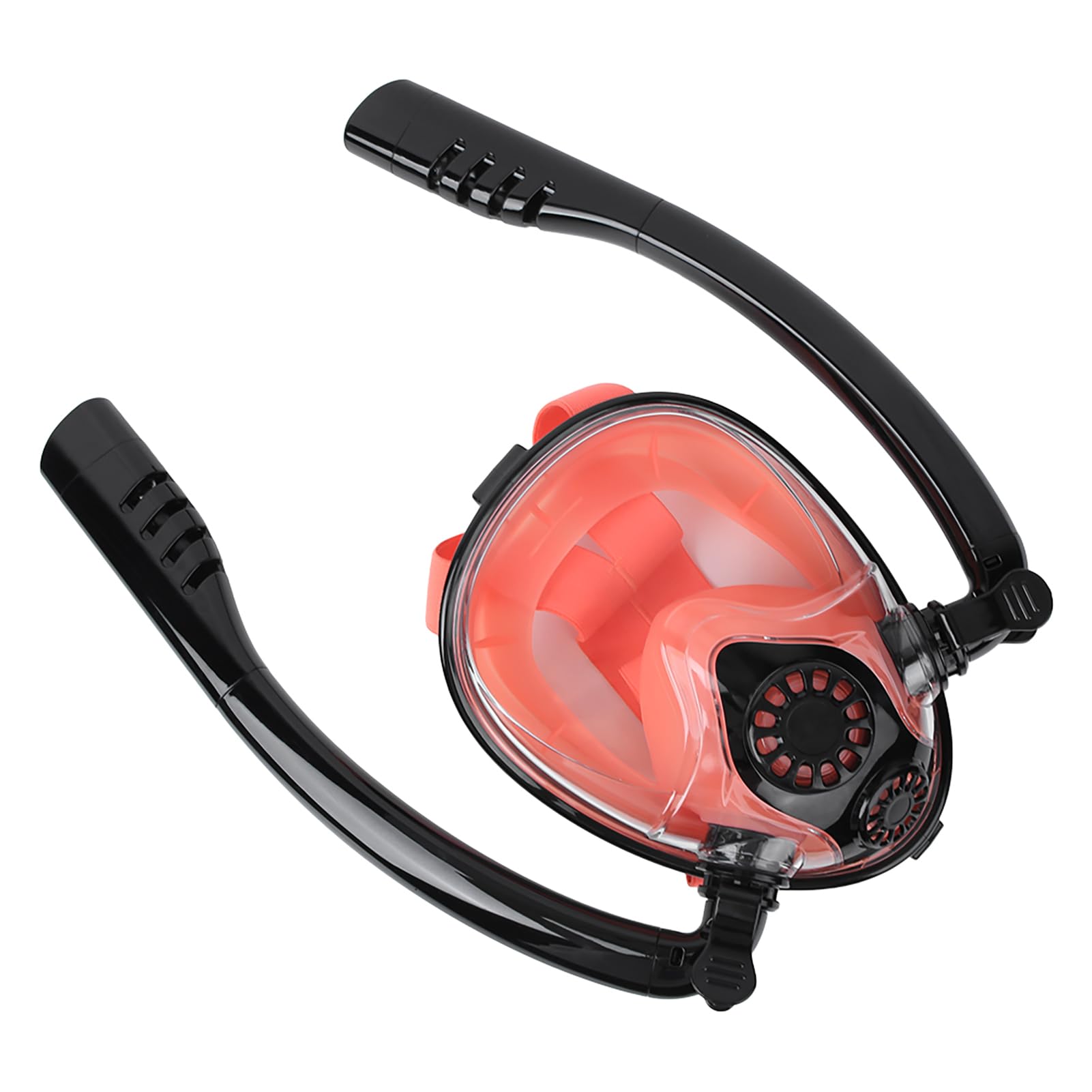 Máscara Facial de Buceo, máscara de Snorkel de Silicona, Protector Facial antivaho con Tubo de respiración para Snorkel, Negro Naranja