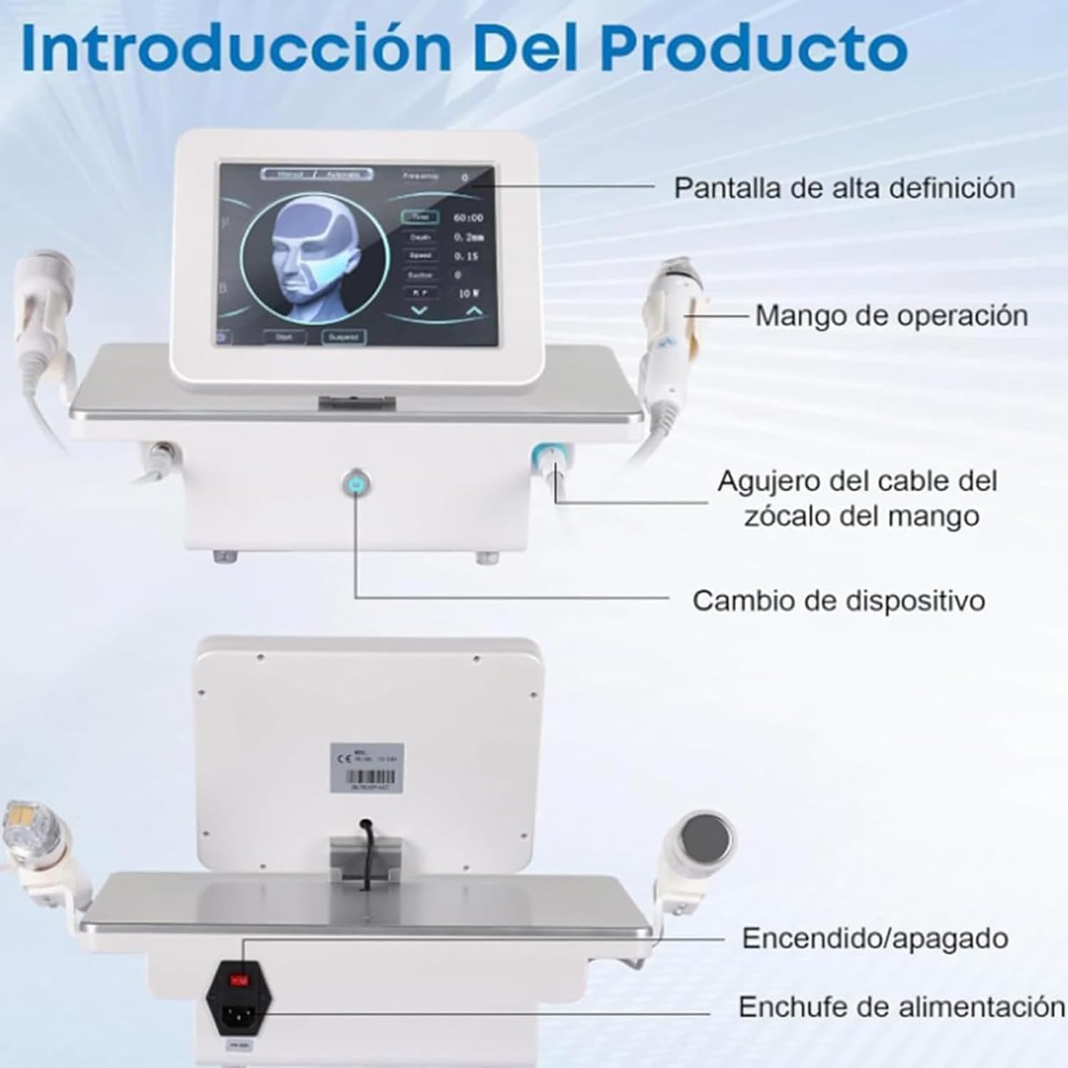 Máquina Microagujas Rf Para Lifting Facial, Reafirmante Piel, Eliminación De Estrías Rejuvenecimiento Piel Con 2 Asas, Para Terapia De Eliminación Arrugas Y Belleza Facial