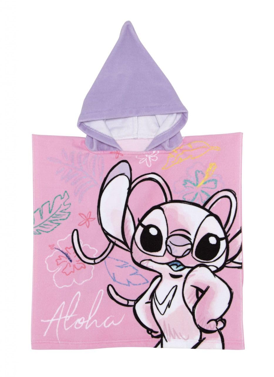 Disney Stitch y Angel Toalla con Capucha para Niñas, Toalla de Playa, Toalla de Baño, Stitch Poncho Toalla Natación Infantil