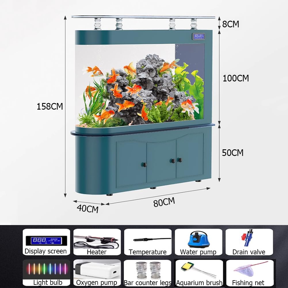 Acuario De 68 Galones, Pantalla LCD, Pecera De Vidrio Grande, Filtración De Fondo, Kit De Acuario De Vidrio Resistente, Vidrio De Ultra Alta Definición,D