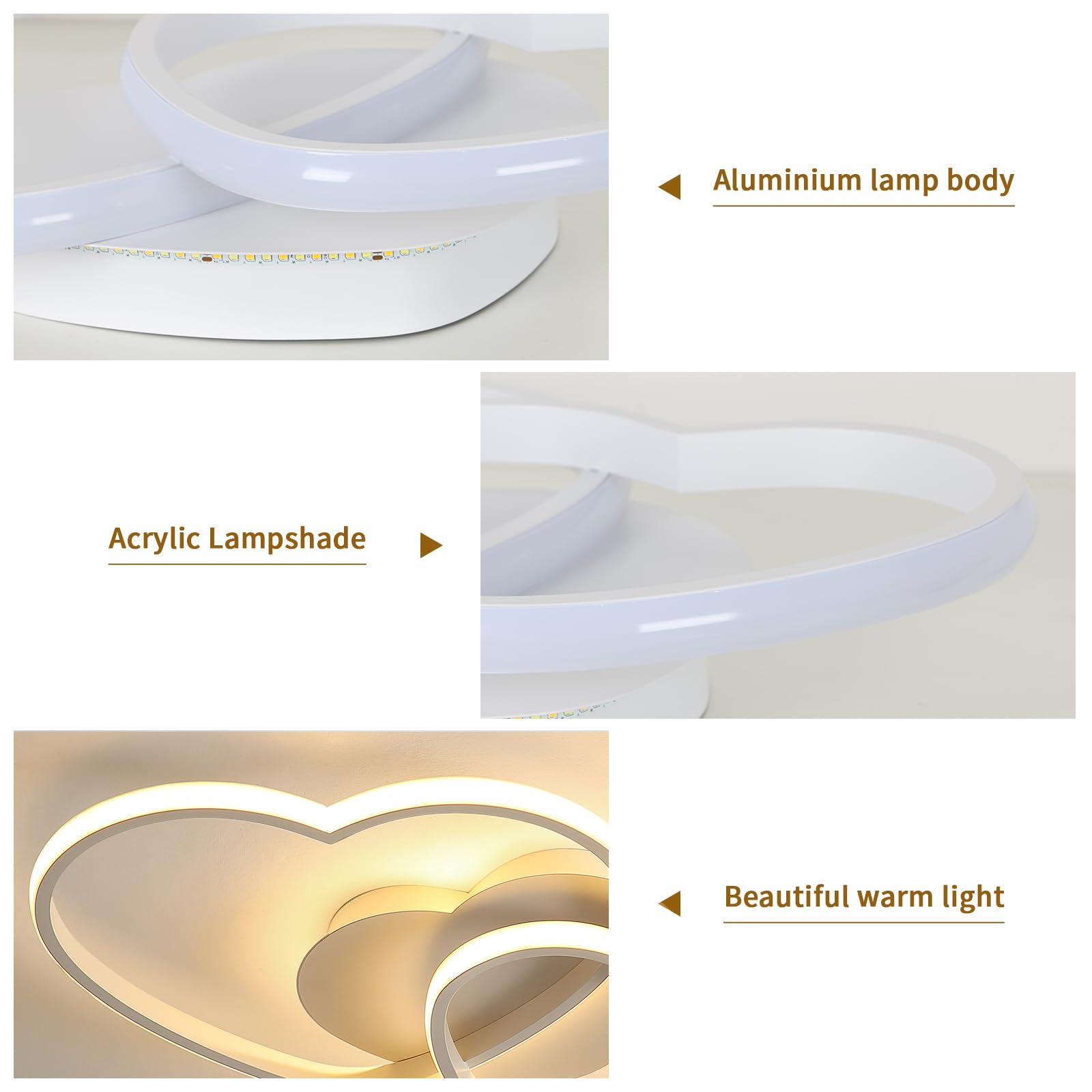 Riserva Plafoniera LED Soffitto Moderna Dimmerabile, 64W 4800LM Lampada da Soffitto Design a Forma di Cuore, Plafoniera con Telecomando/APP per Camera da Letto, Soggiorno, Cucina, Φ50cm