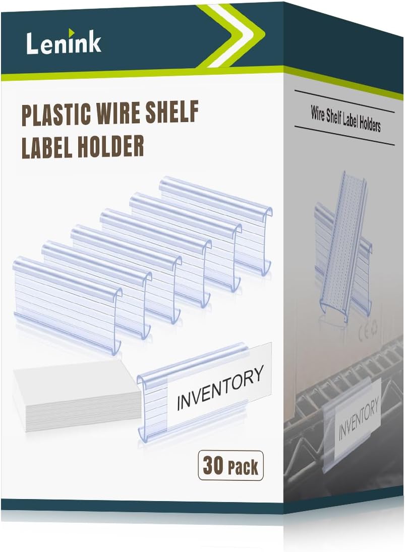 Lenink 30Pcs Wire Shelf Label Holders,Plastic Wire Rack