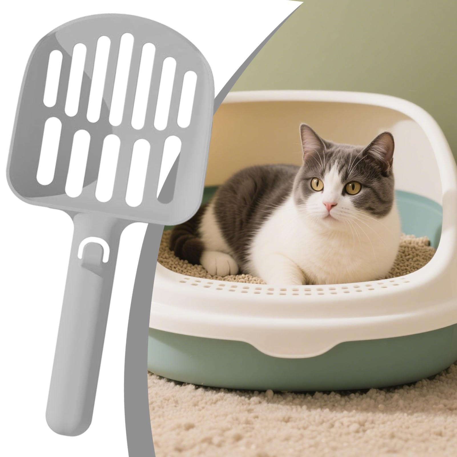 Pala para Arena de Gato, Accesorios for Mascotas for Limpieza de Patio Interior y Exterior, Gatito, Cachorro, Conejito, pequeñas(Gray)