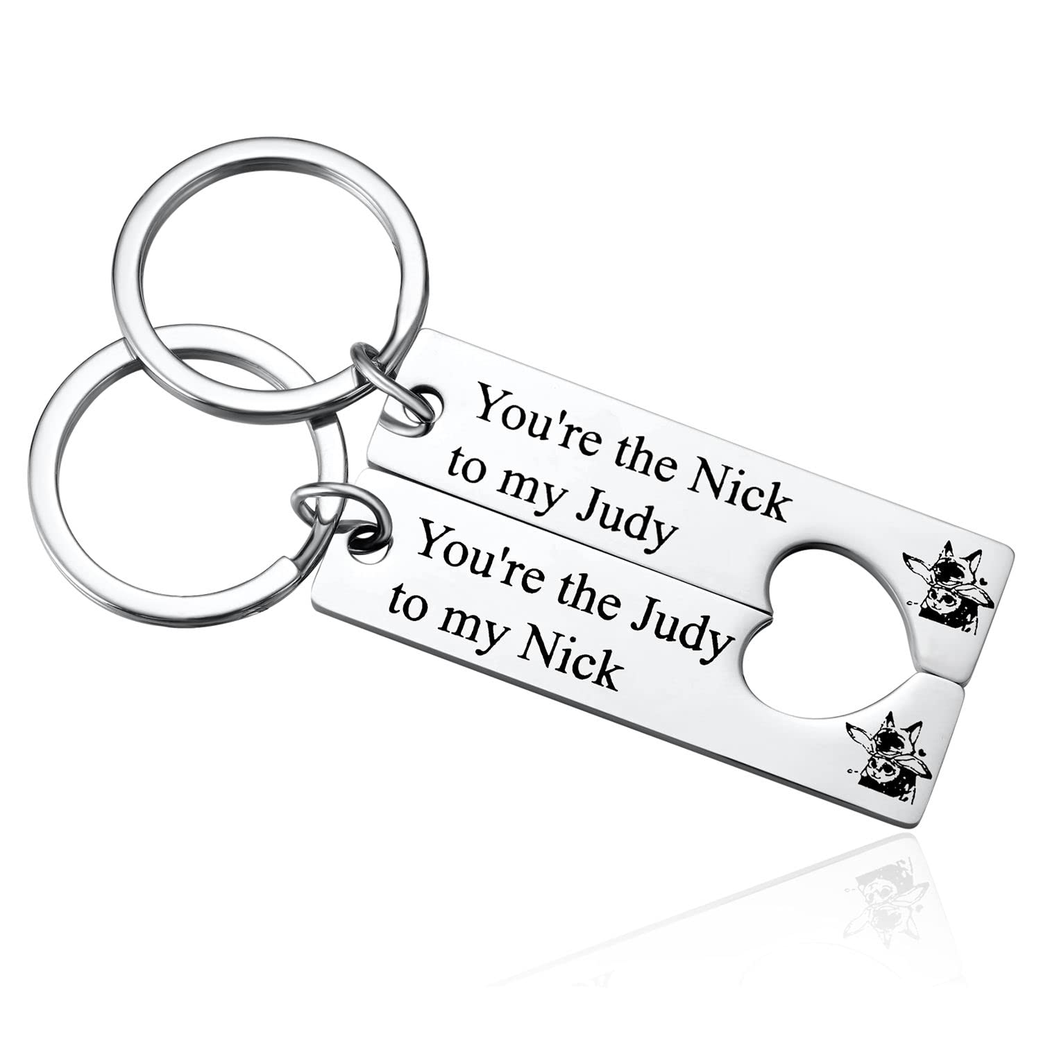 2PCS You're the Nick/Judy to My Judy/Nick Keychain for Couples Fox and Rabbit Inspired By Zoo Valentine's Day Gift for Boyfriend Girlfriend Gifts, Nick and Judy, S