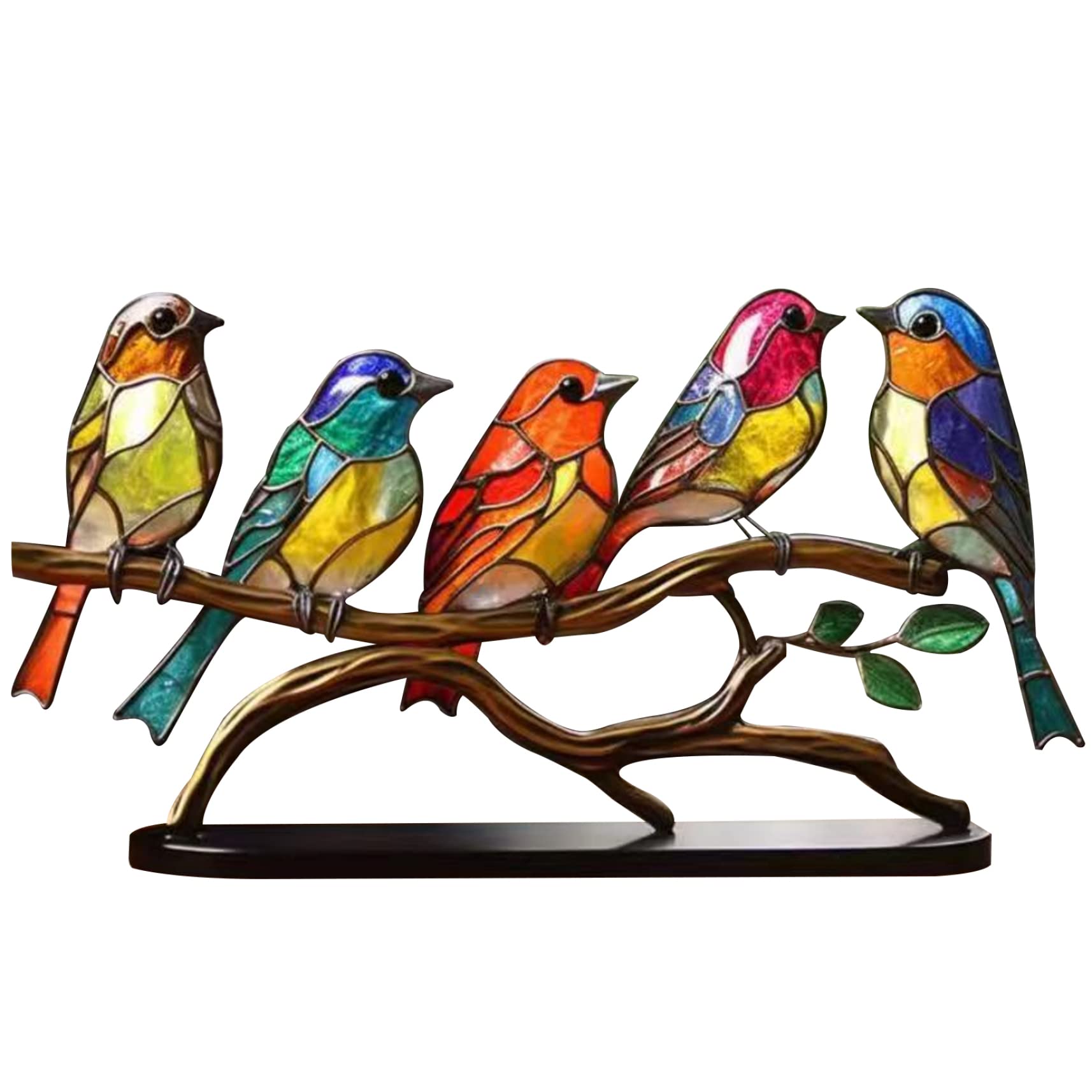 Yaoliucp Desk Decorations Colorful 5 Birds on a Branch Ornaments Acrylic Birds Sculpture Ornaments Birds Statues Table Home Decor Accessories, robin garden ornaments outdoor