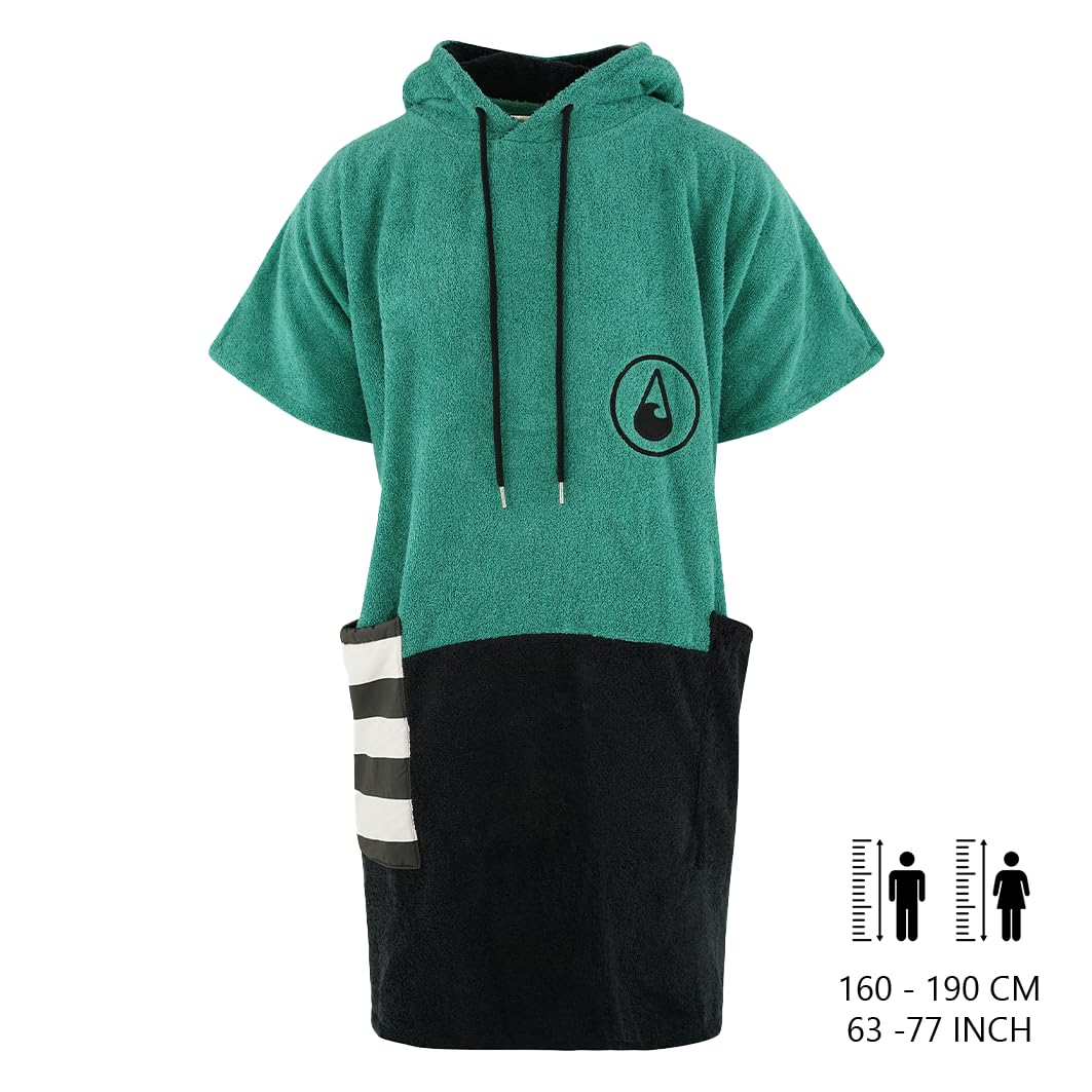 WAVE HAWAII Poncho Faro - Poncho de surf, 100% algodón, para tallas de cuerpo de 160 – 190 cm, para natación, playa, surf, toalla de baño con poncho de ducha para mujer, hombre y adulto, M/L