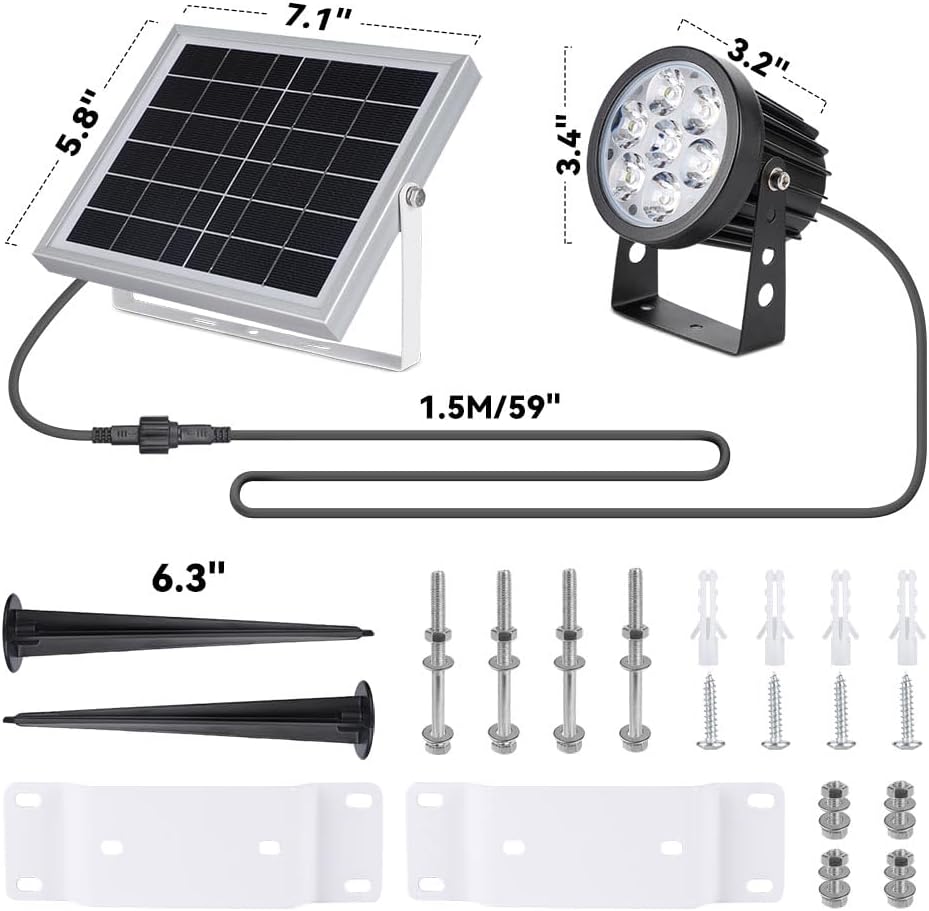 Flag Pole Light Solar Powered, Solar Flagpole Light Upgraded with IP67 Waterproof Outdoor Smart Charging and Lighting for Dusk Dawn All Night Bright On