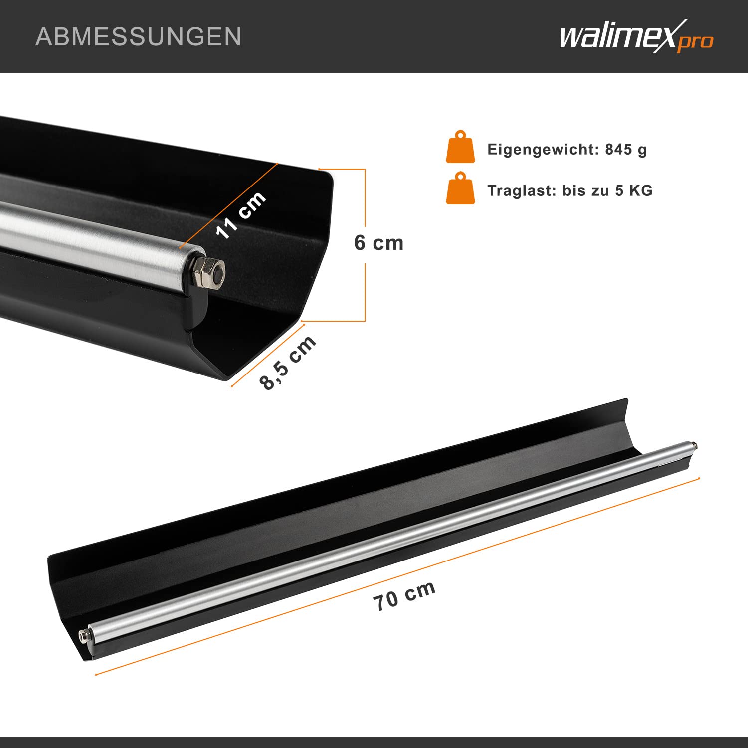 Walimex pro mocowanie tła do statywów lampowych - elastyczne zastosowanie z tłami kartonowymi do 1,35 m, udźwig do 5 kg, aluminiowa konstrukcja, mechanizm zwijania