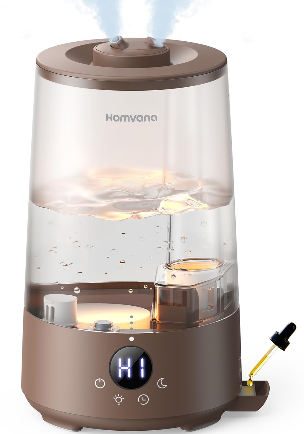 Homvana Umidificatore per camera da letto, 3,6 l, 360° Cool Mist 34H, durevole, silenzioso, 16 dB (SilentSpary Tech), piccolo, cameretta dei bambini, senza BPA, diffusore di aromi per piante, luce