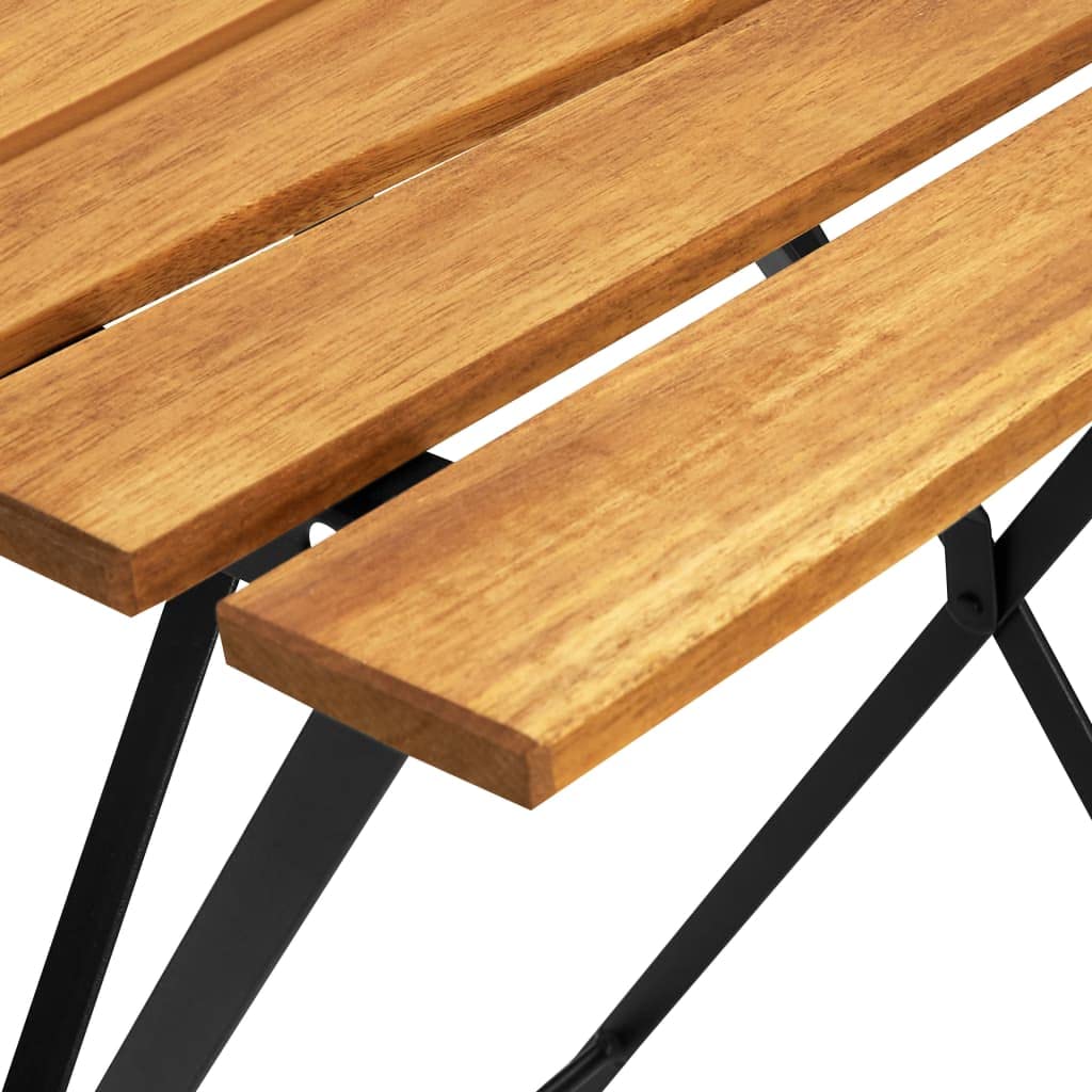 Tavolo da bistrot pieghevole in legno di acacia massiccio, 55 x 54 x 71 cm, tavolo da giardino con gambe in acciaio per stabilità, ideale per bevande e cibi all'aperto