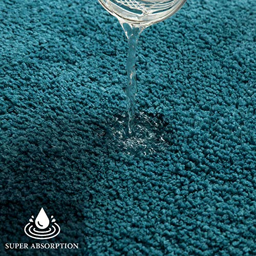 Miulee Teal Bathroom Rugs Non Slip Bath Mat 24'' X 44'' Shaggy Soft Bath Rug Plush Microfiber Absorbent Water For Shower Tub Machine Washable (Teal, 24X44 Inches) #TOP2