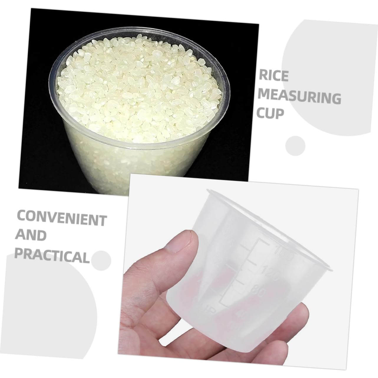 Cabilock 60 Piezas Taza Medidora para Olla Arrocera Vaso Medidor Graduado Vaso Medidor De Liquidos Vaso Medidor De Base Redonda Cucharada De Grano De Vaso Medidor De Escala Páginas