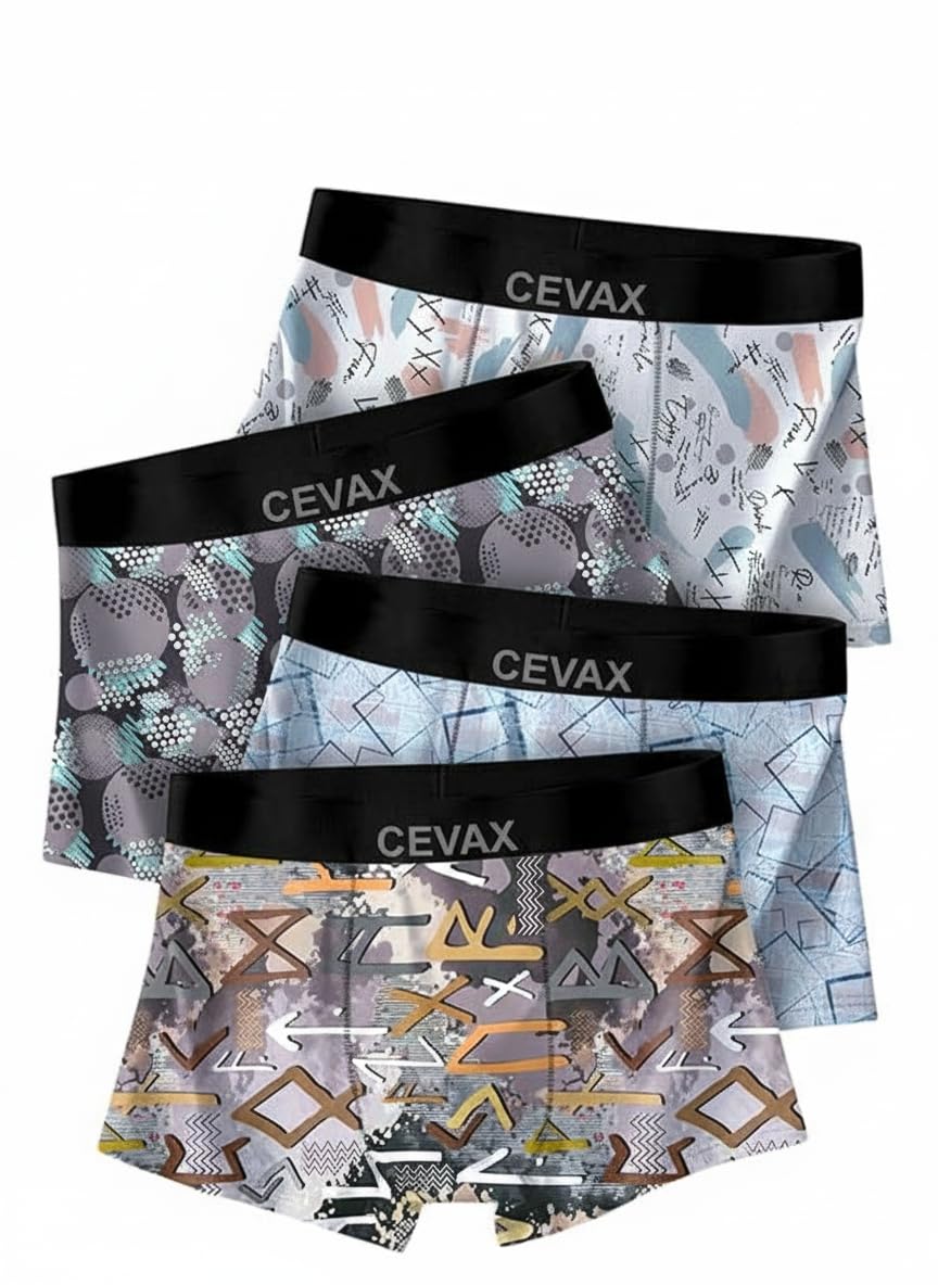 cevax Men’s PrintedBoxer Briefs for Everyday Wear | Premium Stretch Underwear | Comfortable Fit & No Ride-Up Print White Gray Blue GOLDL(4)-picture-23