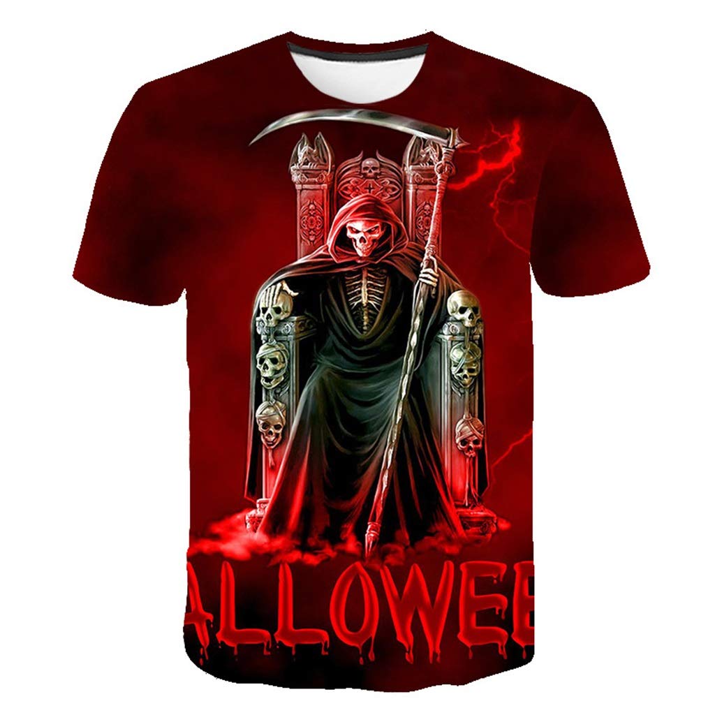 Novelty Casual Crew Neck Tops Tee, Unisex Fashionable Cool Short Sleeve Shirts 3D Creative Printed Throne of Death Graphics Fashion Personality T-Shirts Cute T-Shirt