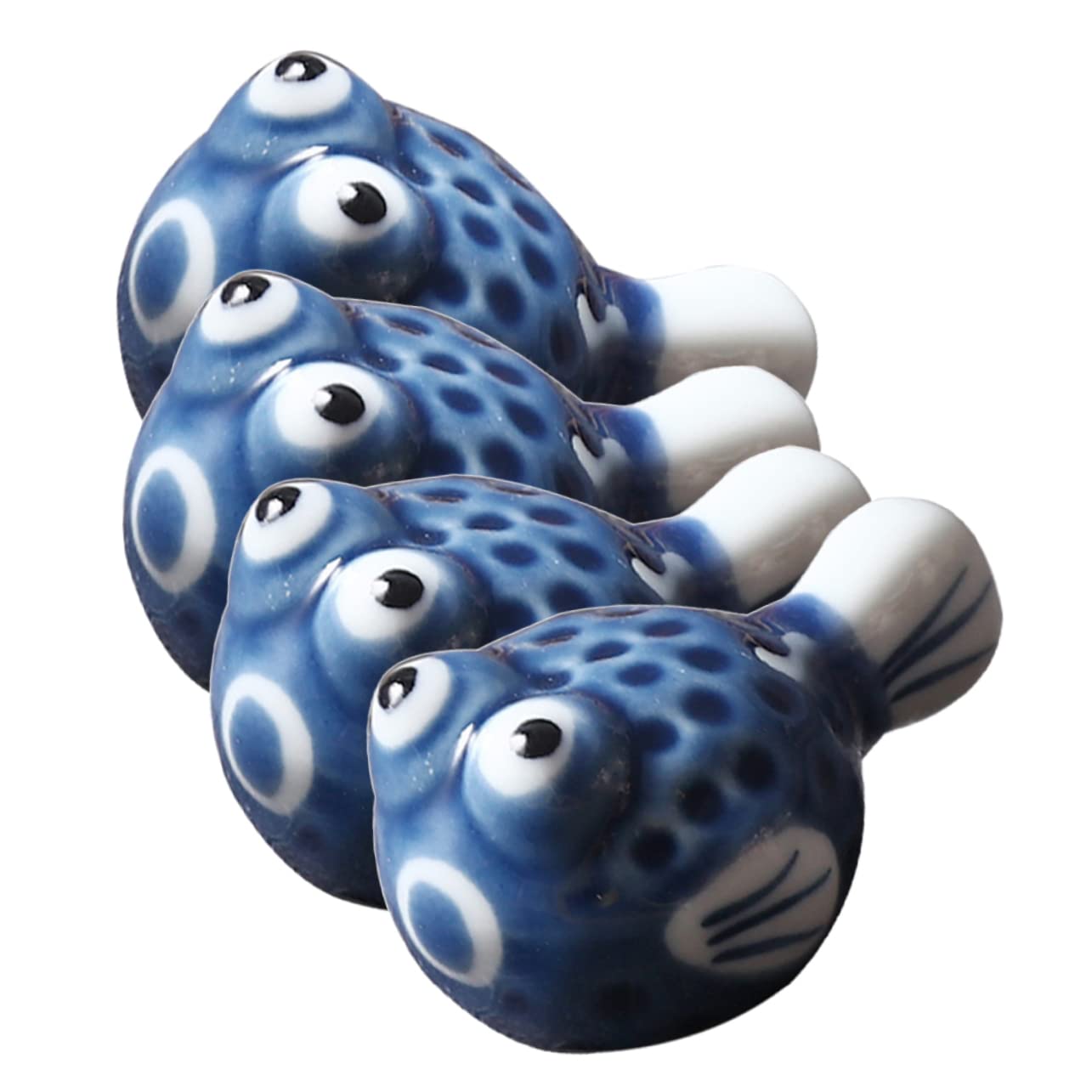 Essstäbchenhalter, 4 Stück, Pufferfisch, Essstäbchenablage, japanische Dekoration, Löffelablage, Keramik, Esszimmer, Tischdekoration, Keramik-Essstäbchen, Aufbewahrungsregal, Keramiklöffel