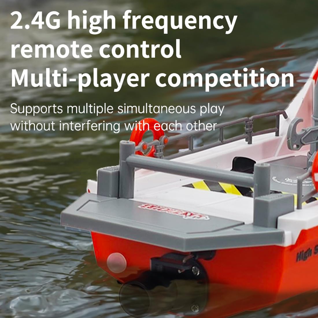 TX694 1/32 Hochgeschwindigkeits-RC Rettungs-Schlepperboot, 2,4GHz Ferngesteuertes Wasserfahrzeug mit Wasserdichtem Rumpf, Displayständer, Wiederaufladbarem Akku & 50 m Reichweite für Pool & See