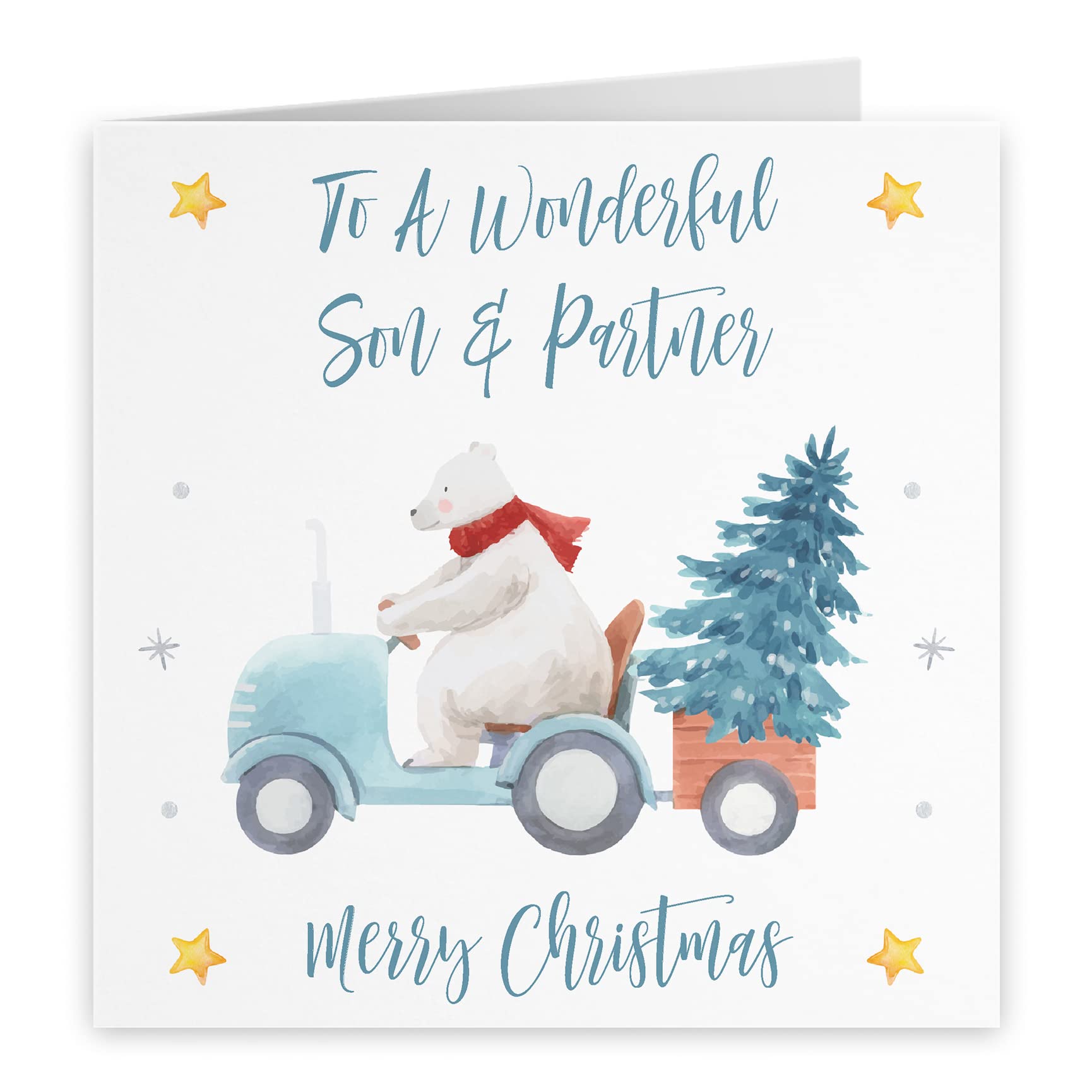Hunts England - Son And Partner Christmas Card - To A Wonderful Son & Partner - Merry Christmas - Polar Bear Collection - Image 2