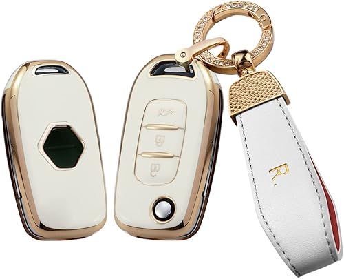 Miniatura 8 de SANRILY Funda para llavero Renault Sandero Stepway Logan Clio Arkana Captur Kadjar sin llave con llavero de piel brillante verde