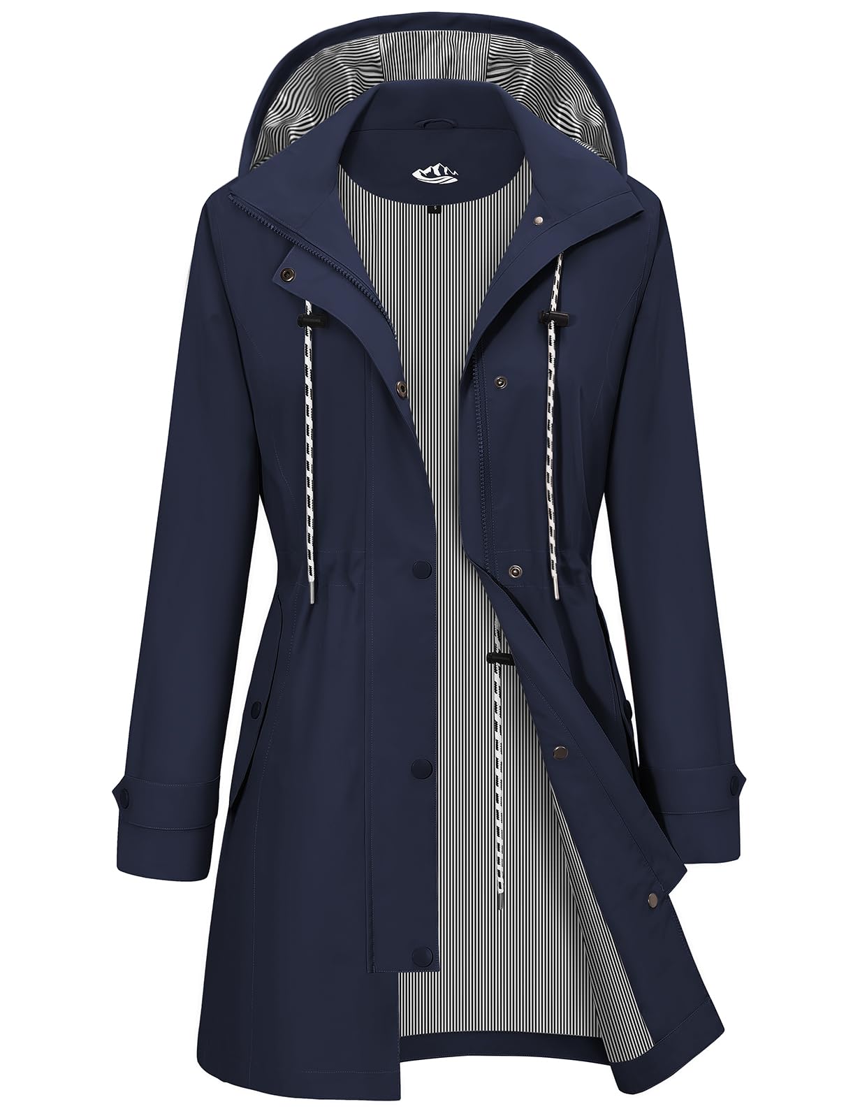 CMTOP Giacca Impermeabile Donna Cappuccio Antivento Trench Traspirante Leggero Parka, Lungo All'aperto Cappotto Per Primavera e Autunnale Ripiegabili Softshell Raincoat