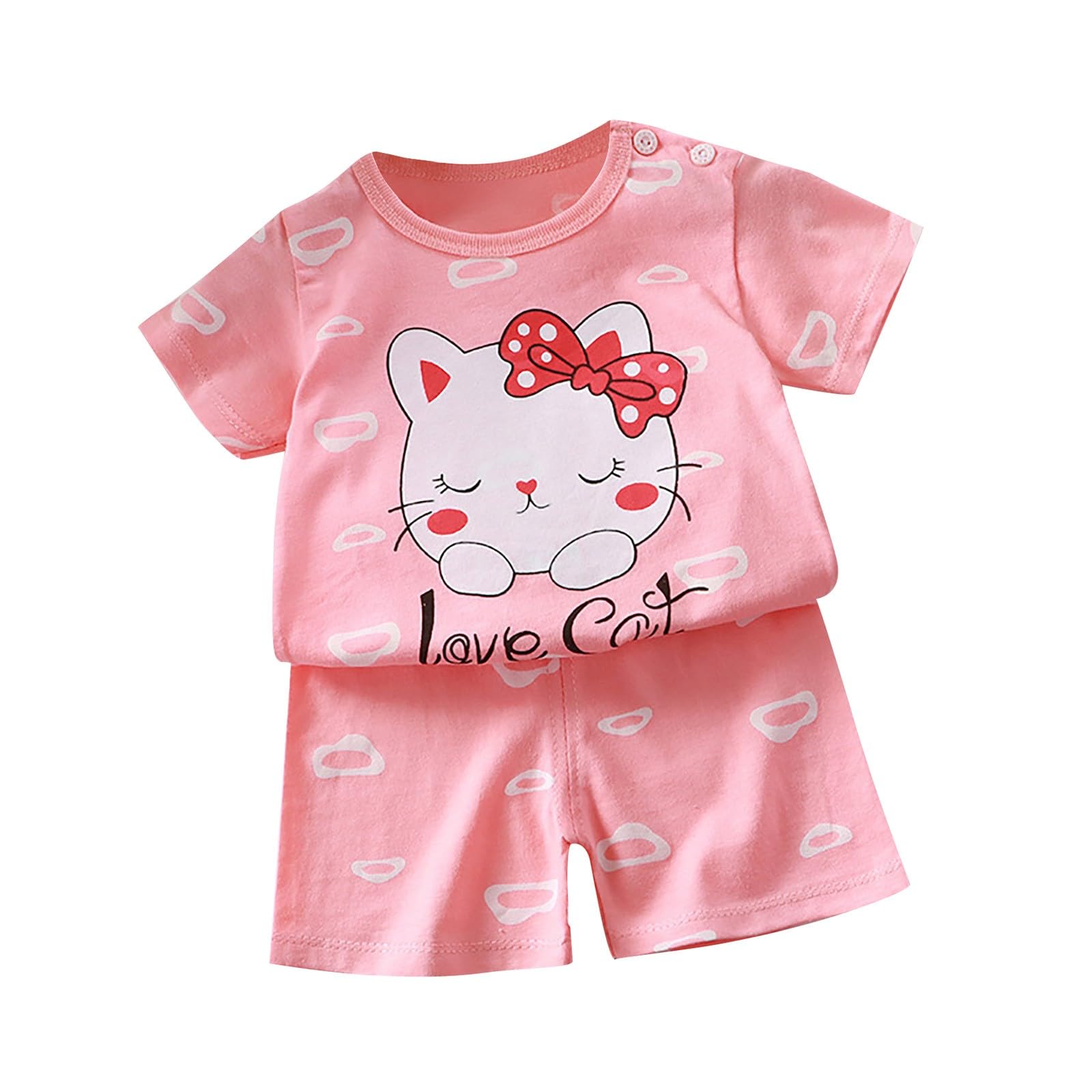 Conjunto de 2 piezas para bebé y niño, de verano, manga corta, con estampado de animales y pantalones cortos a rayas, con cintura elástica, ropa casual y cómoda para niños — view 19