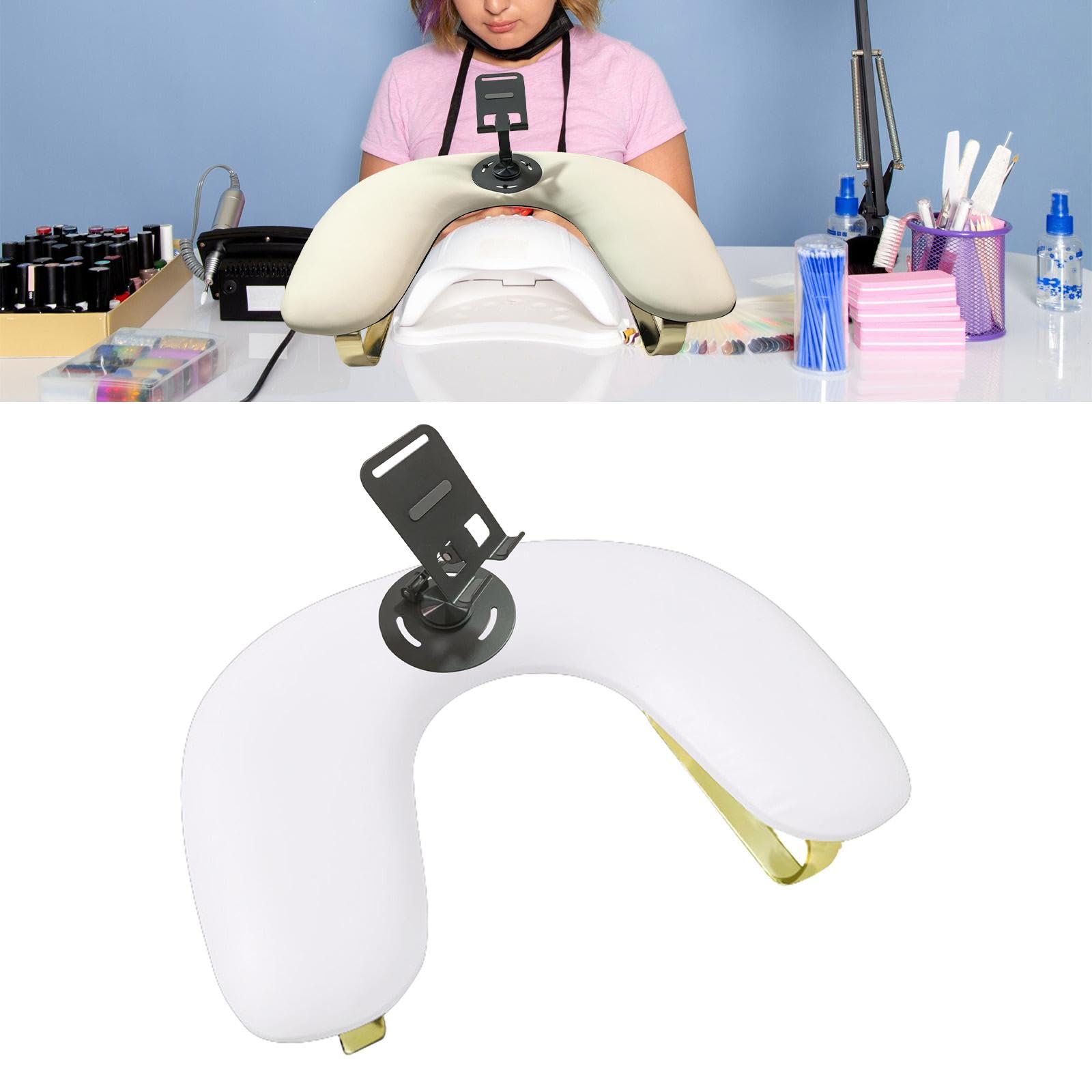 TISHITA Almohada para Manicura Cojín para Mano Soporte Ajustable Ergonómico Cuero PU Desmontable Base Estable Antideslizante Portátil para Salón de Uñas Afici, Blanco