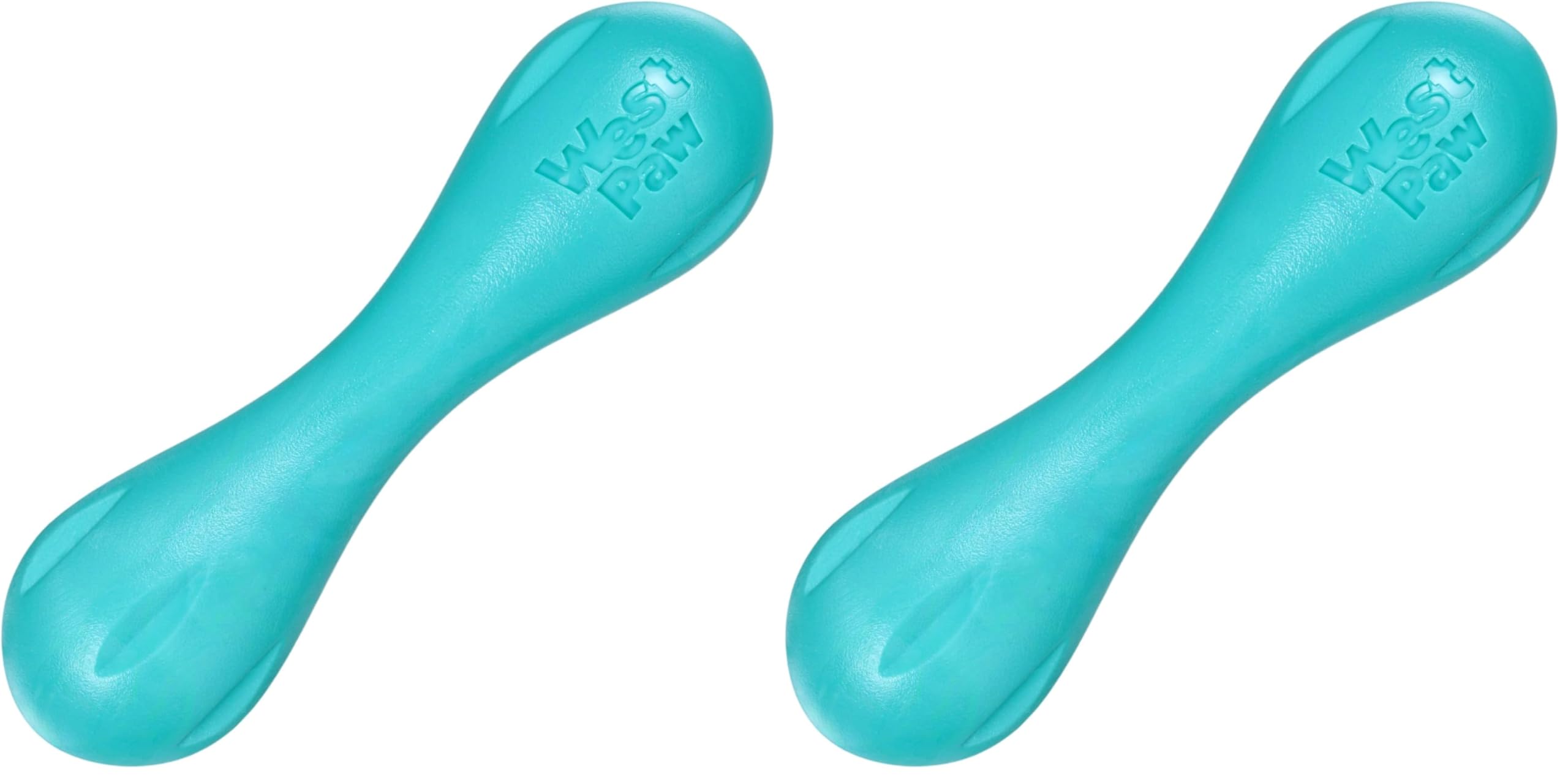WEST PAW Zogoflex Hurley Dog Bone Chew Toy – Floatable Pet Toys for Aggressive Chewers, Catch, Fetch – Bright-Colored Bones for Dogs – Recyclable, Dishwasher-Safe, Non-Toxic, Small, Teal (Pack of 2)