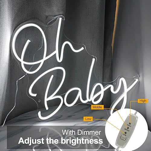 Miniatura 3 de Oh Baby - Letreros de neón grandes para decoración de pared, letrero LED Oh Baby para decoración de baby shower, decoración de pared de dormitorio,