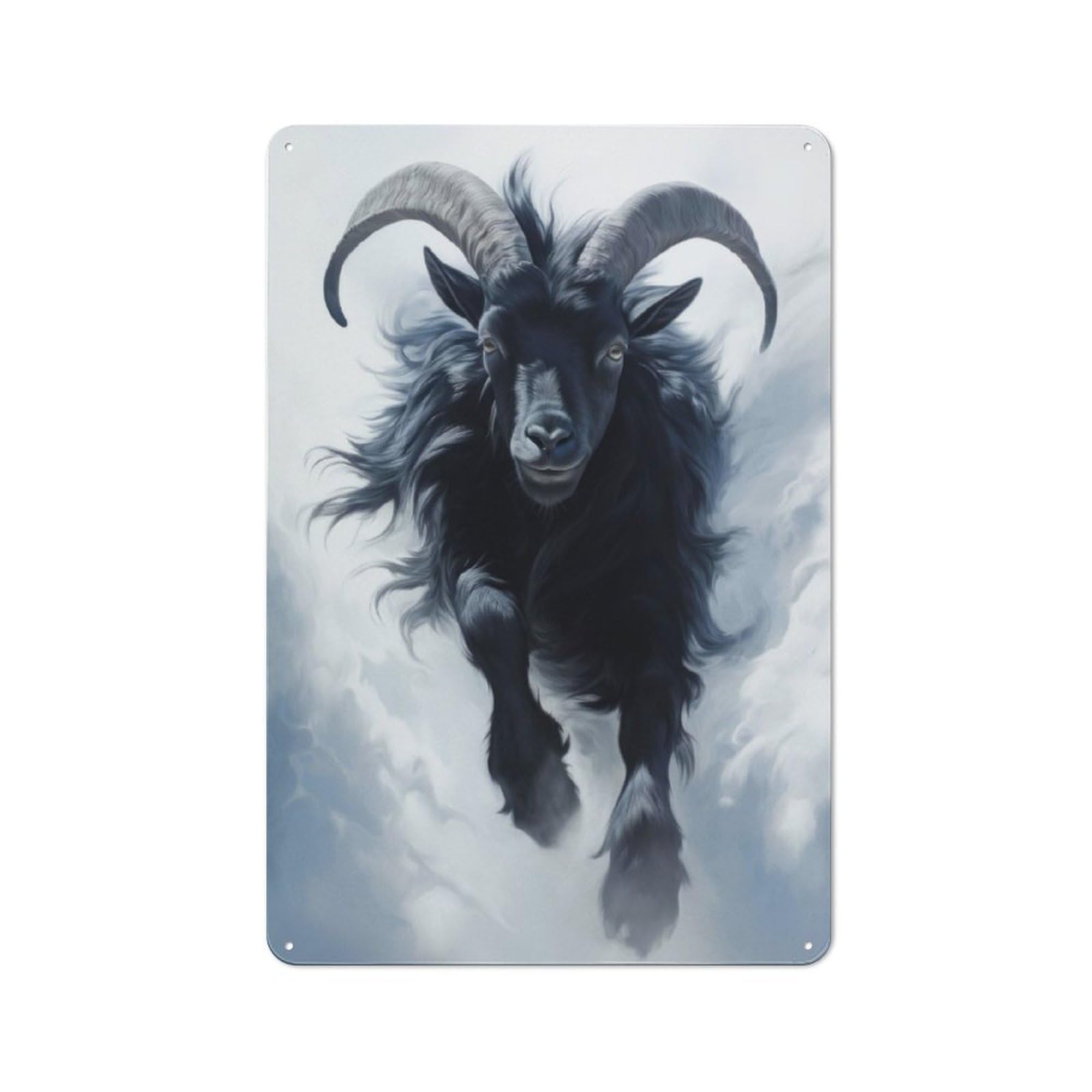 Junmoney Running Black Goat Metal Wall Sign 30X20cm, Rustic Decor For Hallway Wall, For Metal Sign Collectors, For Garage And Workshop Walls