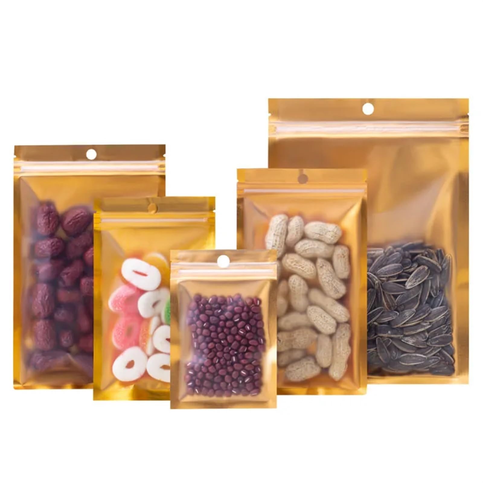 Ziplock Baggies, Aluminum Foil Zipper Bags 50pcs Resealable Self-Sealing Mylar Bags Multisizes Food Storage(9x15cm)