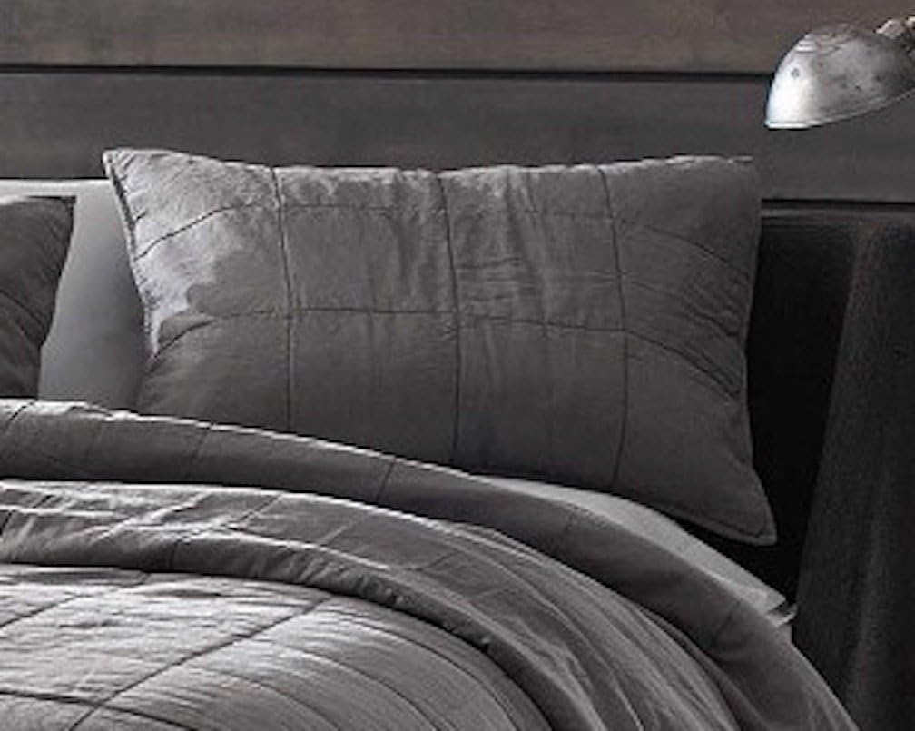 Kenneth Cole Reaction Home, Reflections Collection, Standard Quilted Pillow Sham, Gunmetal Gray, 20-inch x 26-inch
