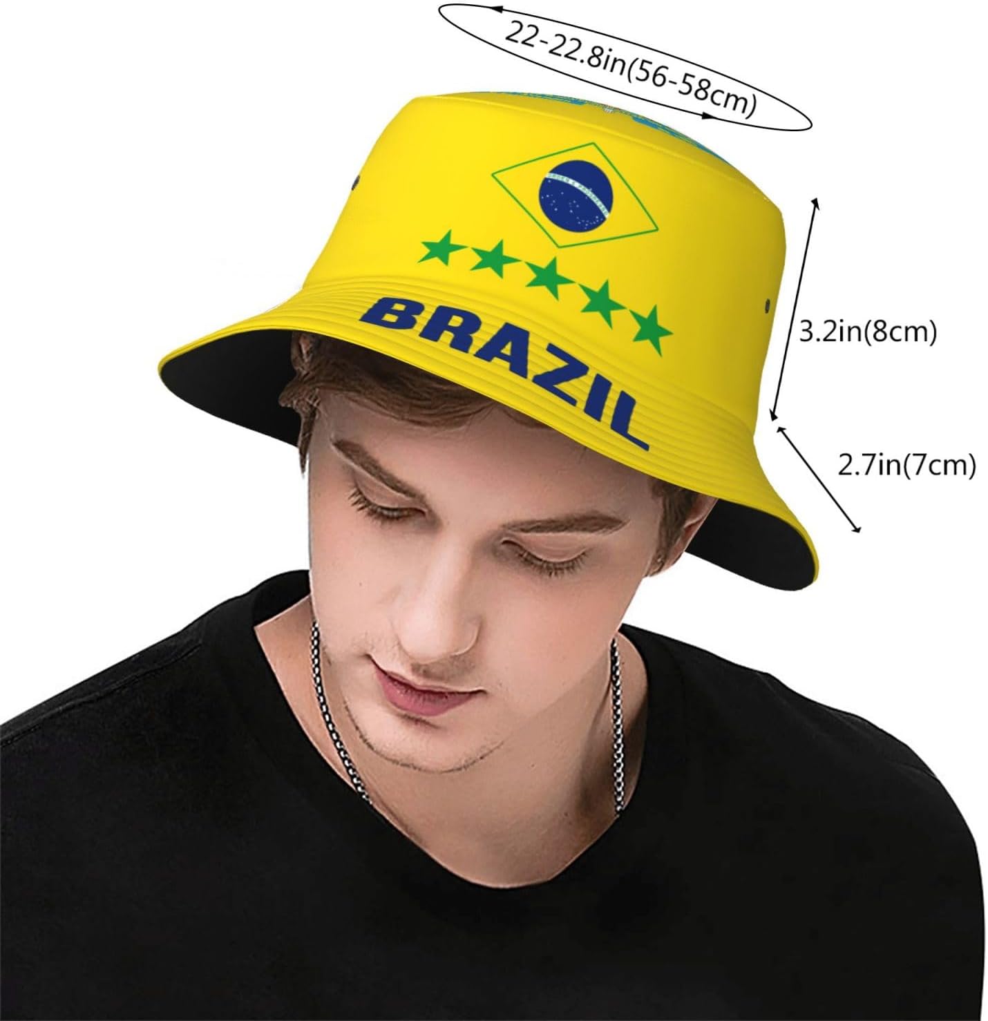Brazil 5 Star Home Yellow Bucket Hat Printed Hats Soccer Fan Supporter Cheer Team Caps Fans Gifts image 3