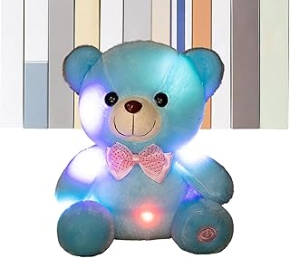 Générique Peluche Lumineuse Animale - Ours Mignon Coloré De 20 Centimètres,Peluche LED Ours À Noeud Papillon Colorée Éclairante - Compagnie Réconfort Filles Adultes Canapé Chambre Salon