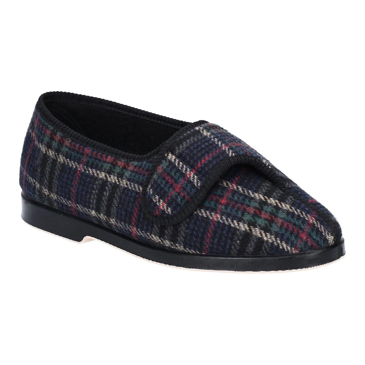 Gbs Touch Fastened Textile Lined Mens Slippers - Checkered - Size 6 7 8 9 10 11