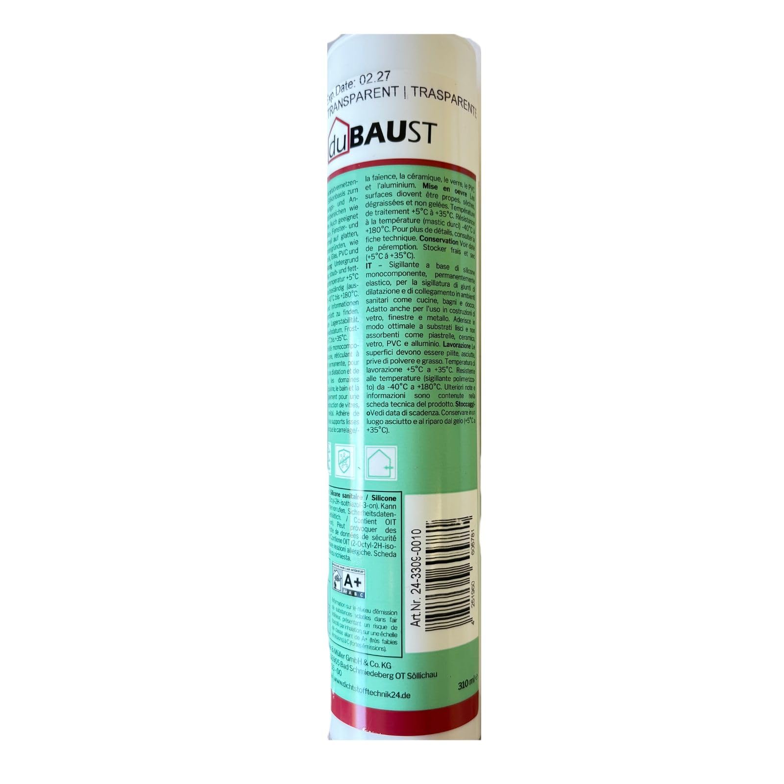 SAS24 - 48 cartuchos de silicona sanitaria (310 ml, elásticos, resistentes al moho, para baño, cocina, ducha, zonas húmedas)