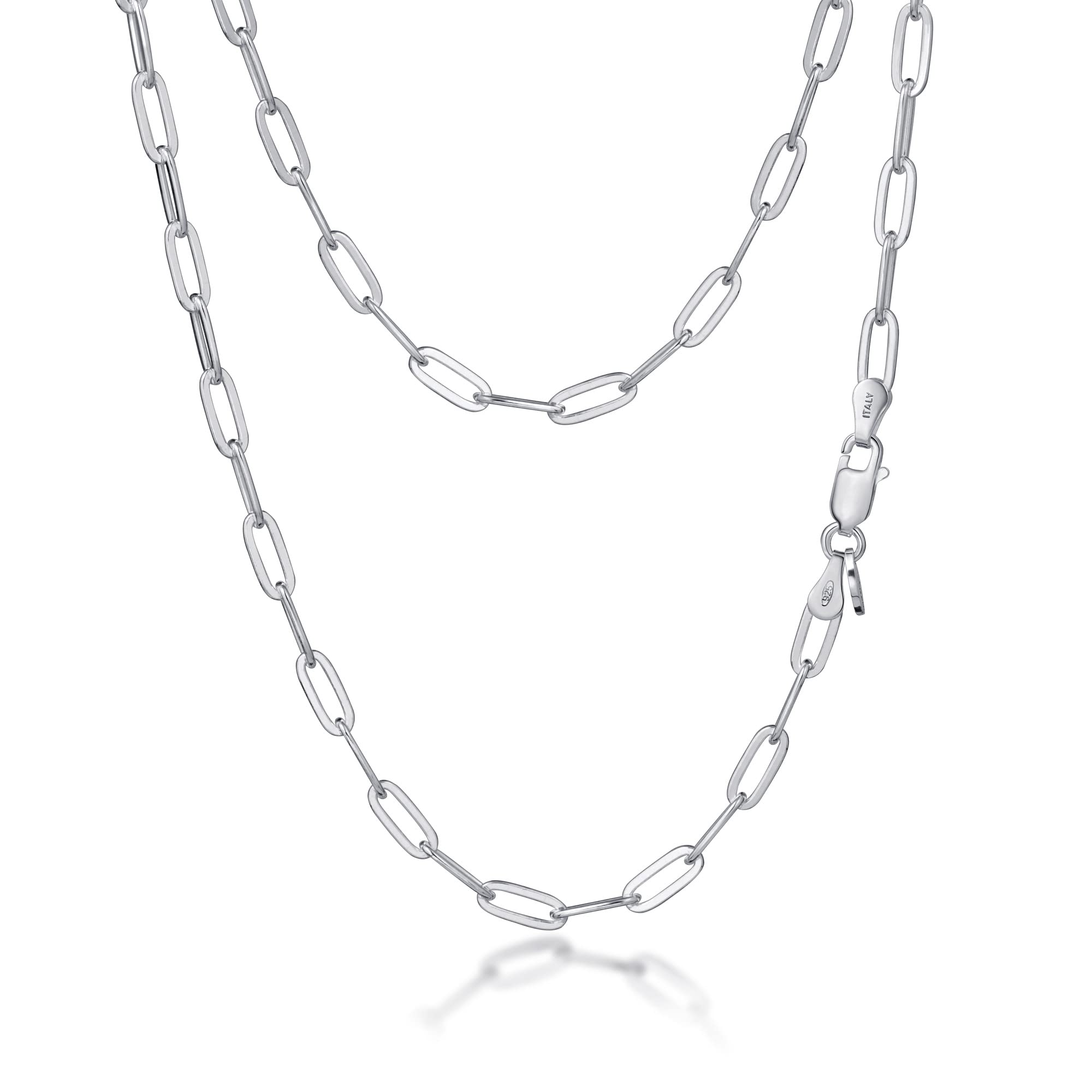 Amberta - Collar con eslabones de clip de plata de ley 925 para mujer
