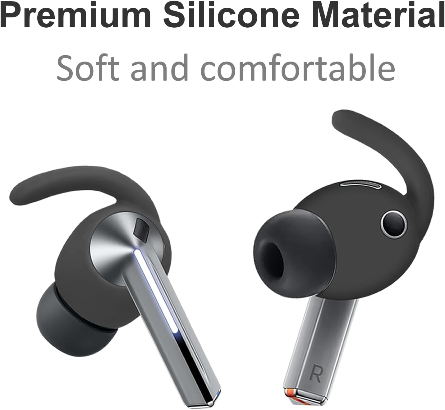 A-Focus 6 Pairs Galaxy Buds 3 Pro Ear Hooks Sport Ear Tips Replacement Anti-Slip Non-Slip Silicone Eartips and Covers Gel Wings Accessories Compatible with Samsung Galaxy Buds 3 Pro Gray image 4