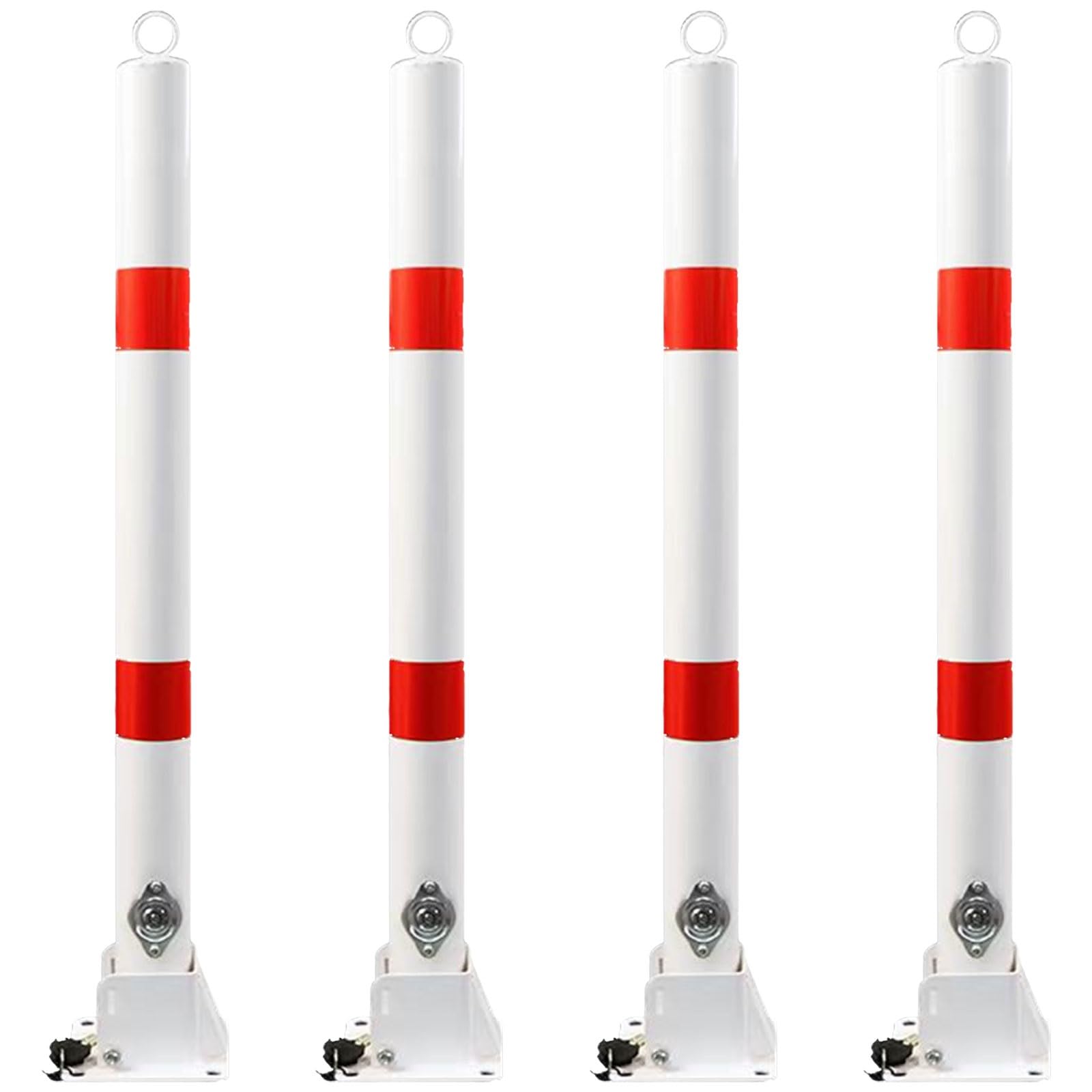 WDSOPK Parking Safety Bollards, Metal Bollard Parking, Driveway Barrier, Safety Bollard Post, Safety Bollard 2g Bollard for Traffic-Sensitive Area （White-4pcs）