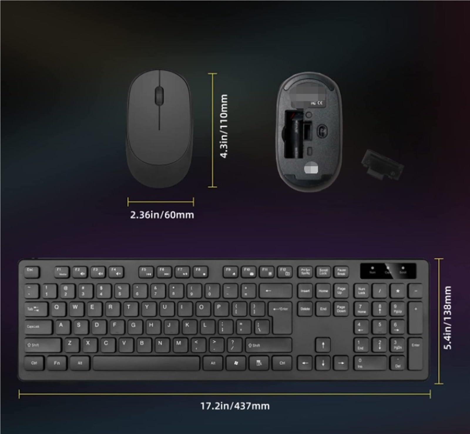 Kompaktowa Bezprzewodowa Klawiatura Z Myszą I Myszką Bezprzewodową Do Laptopa, Notebooka Dla Komputerowego(White)