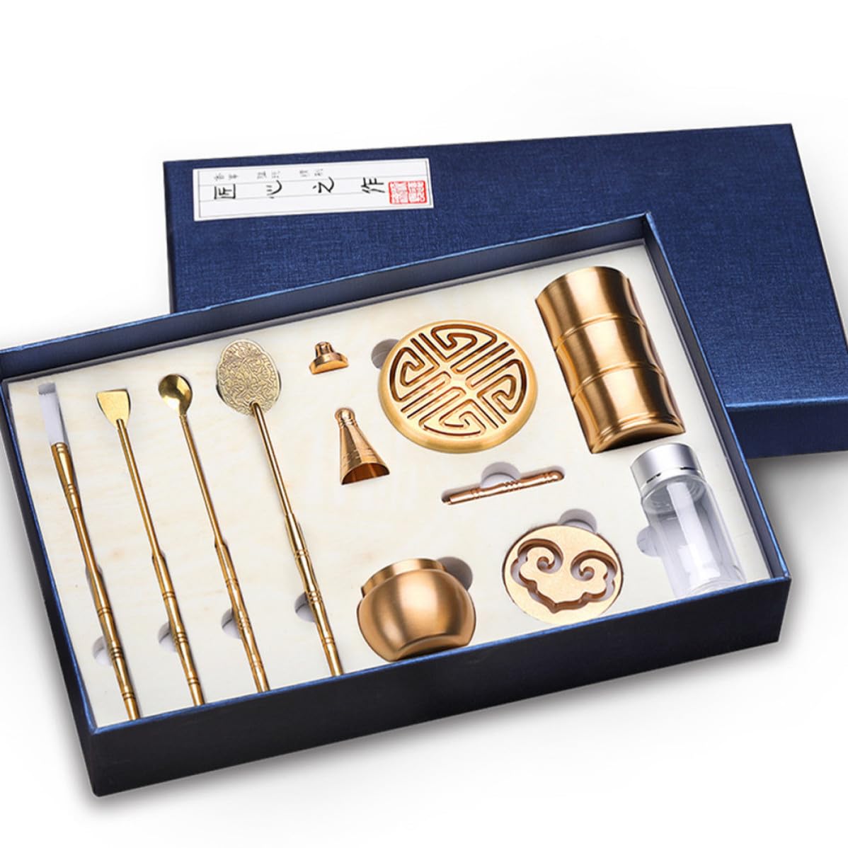 Kit de Incienso en Polvo de Latón, Molde Dorado para Hacer Conos