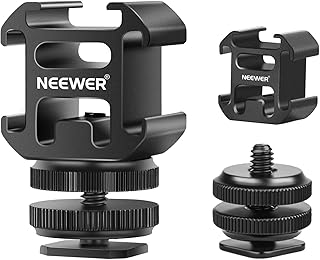 Neewer Camera Hot Shoe Mount Adapter with Triple Cold Shoe Mounts for Mic LED Video Light Field Monitor, Aluminum Alloy Shoe Mount Compatible with SmallRig Cage Canon Nikon Sony DSLR Camera Camcorder