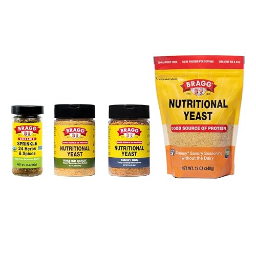 Bragg Copos de levadura nutricional premium y condimento para espolvorear - Sin lácteos - Vegano, sin gluten - Buena fuente de proteínas y vitaminas