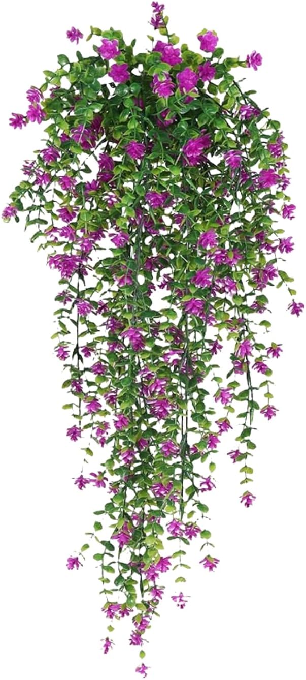 Lifelike Artificial Flowers Artificial Flower Decor Hanging Artificial Flower Vine Faux Drooping Floral Plants for Home Wedding Indoor Outdoor Garden Yard Decoration Purplish Red 1pc