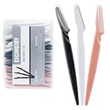40pcs Eyebrow Razor for Women&comma; Face Shaver Kit Dermaplaning Tool for Peach Fuzz Removal&comma; Stainless Steel Blades with Protective Covers &vert; Eyebrow Trimmer&comma; Facial Hair Removal&lpar;Black White Brown&rpar;