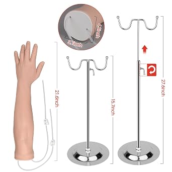 SimCoach Phlebotomy Practice Kit for Injection Training, IV Practice Kit with Phlebotomy Arm, Venipuncture and Blood Draw Practice Kit for Medical Students, Education Training Only