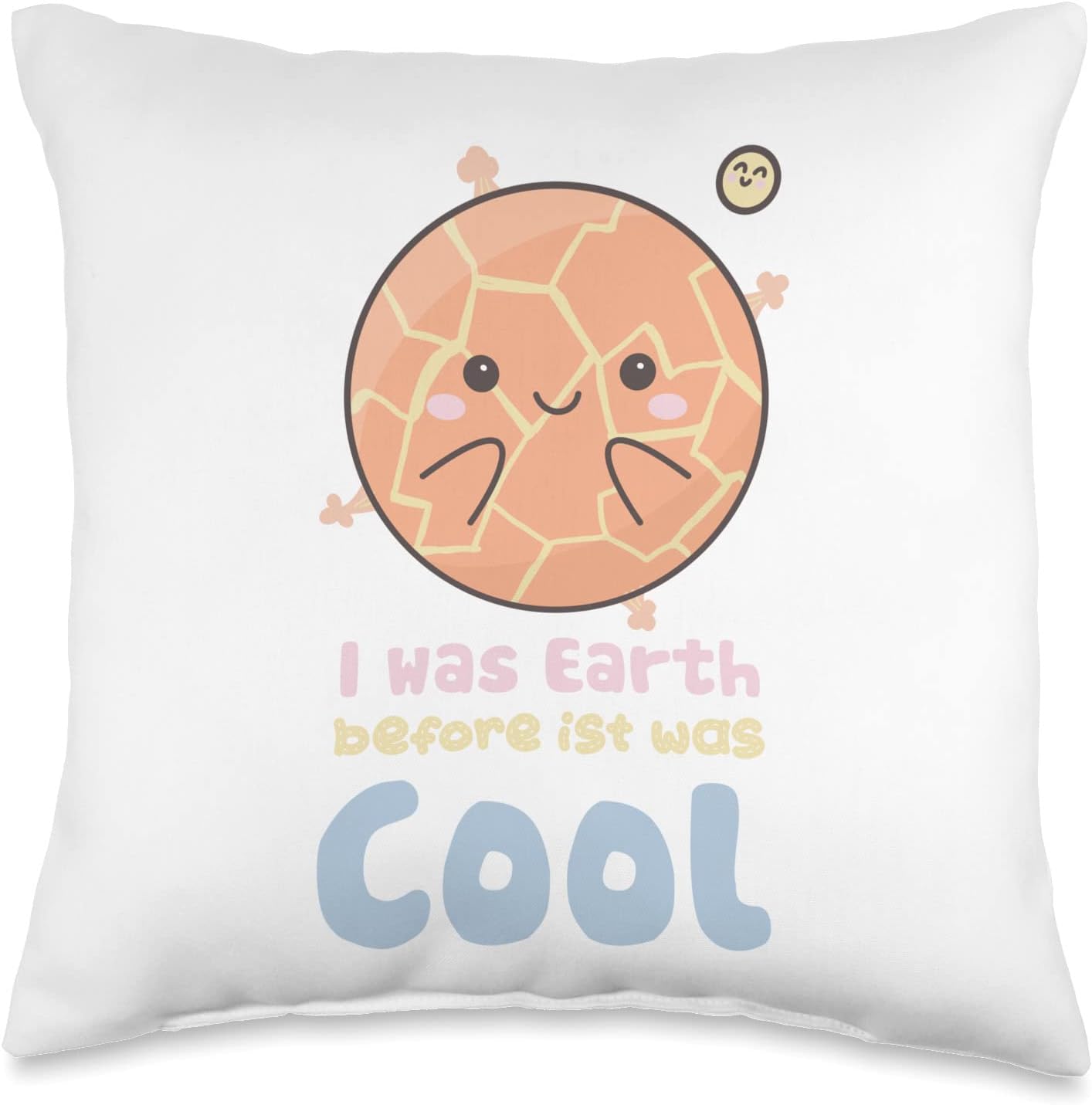 Cool-Funny Kawaii Space Earth Throw Pillow, 16x16, Multicolor