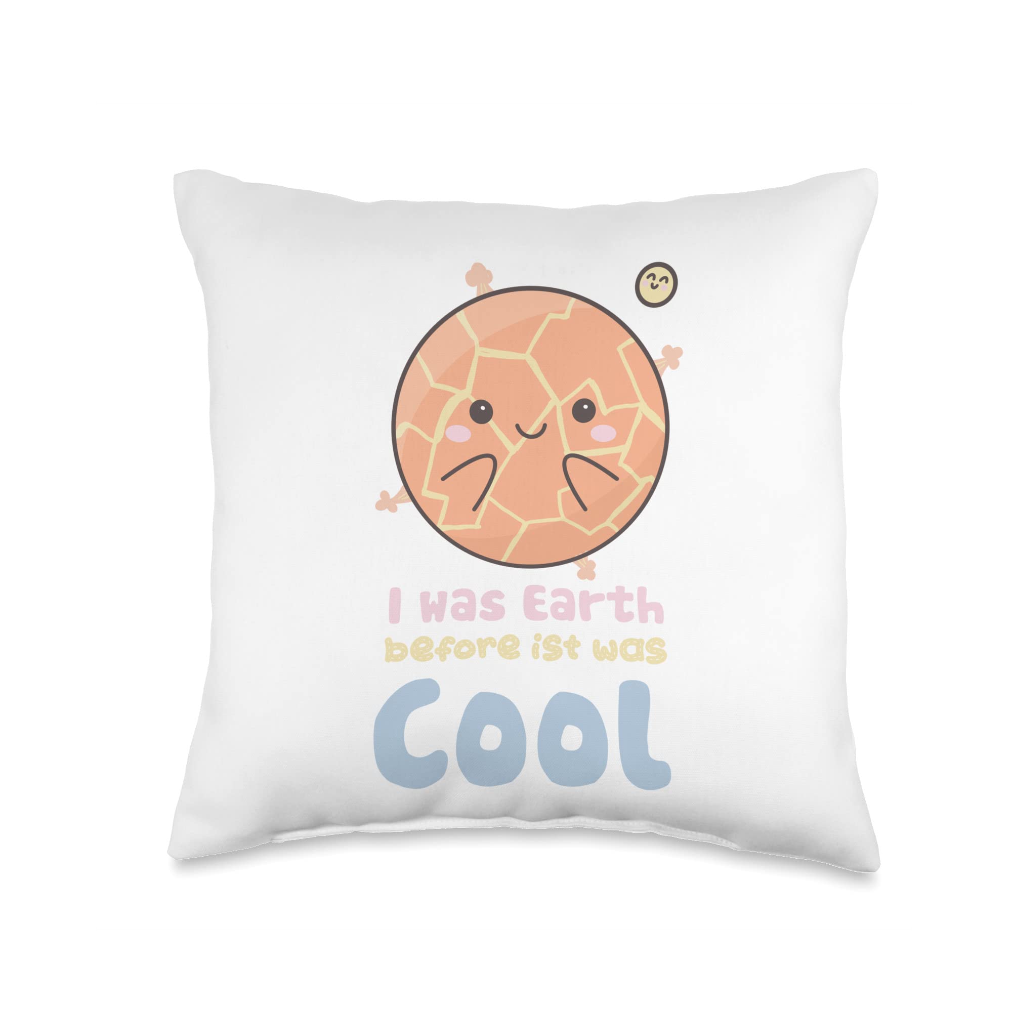 Cool-Funny Kawaii Space Earth Throw Pillow, 16x16, Multicolor