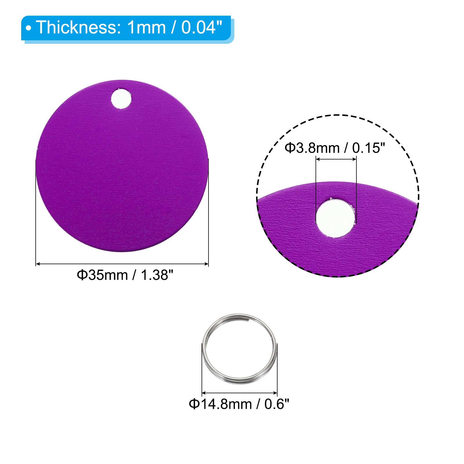 PATIKIL Aluminum Blank Tags 1.4 Inch - Image 2